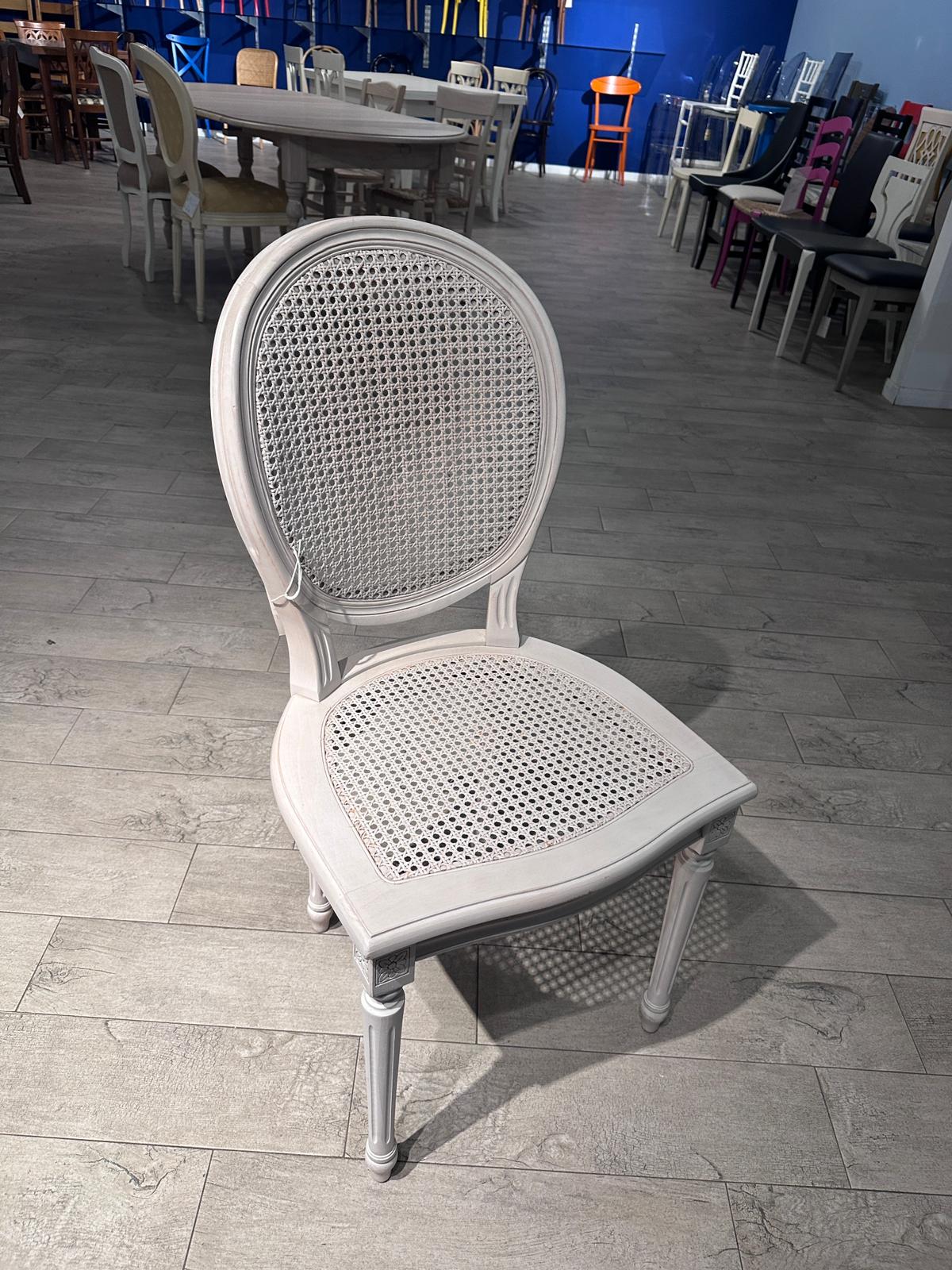 Sedia Luigi XVI con imbottitura e paglia Vienna