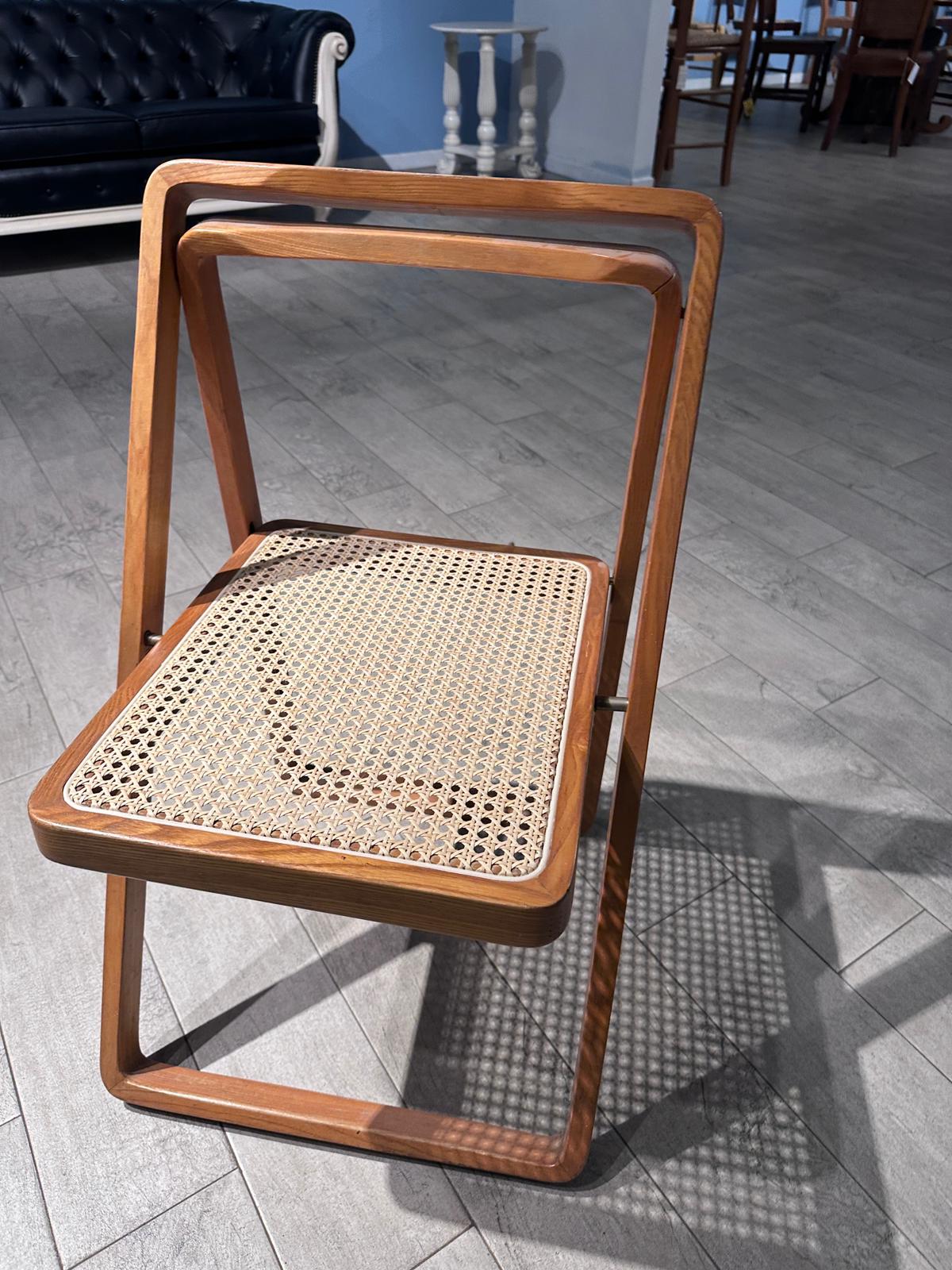 Sedia pieghevole in legno con seduta paglia Vienna